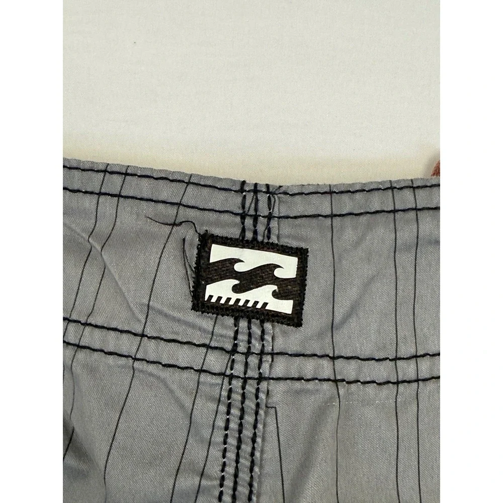 Billabong‎ Mens Grey Pinstripe Board Shorts Cargo Pocket Swim Trunks Size 38